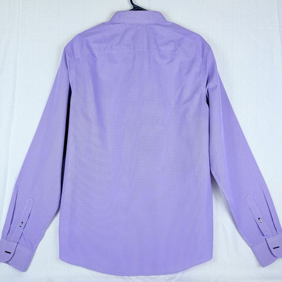 UNTUCKit Speri XL-Tall Slim Purple Micro Check Long Sleeve Button Down Shirt - Picture 2 of 11